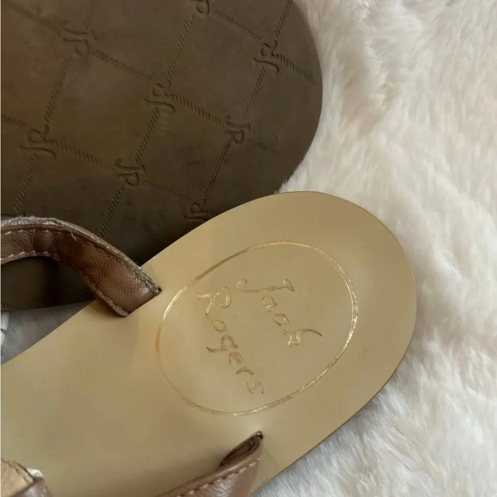 Jack Rogers Maci Brown Leather Whipstitch Buckle Strap Sandals Size 6 - Picture 4 of 8